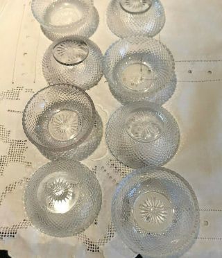 Vintage HEISEY Diamond Point Crystal - 8 Open Salts,  Cellars,  Nut,  Bowls,  Dishes 3