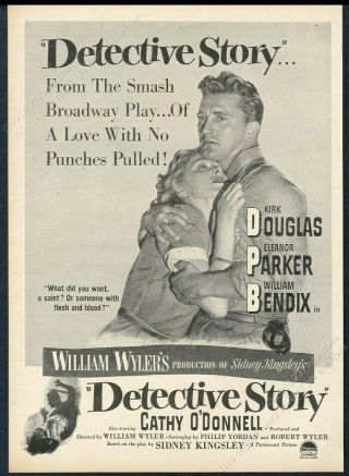 1951 Kirk Douglas Photo Detective Story Movie Release Vintage Ad