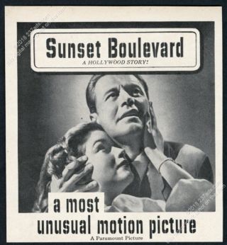 1950 Sunset Boulevard Movie Release William Holden Photo Vintage Print Ad