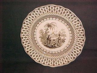 Ca.  1850 Staffordshire Historical Plate William Penns Treaty Brown 9.  5 " Tg