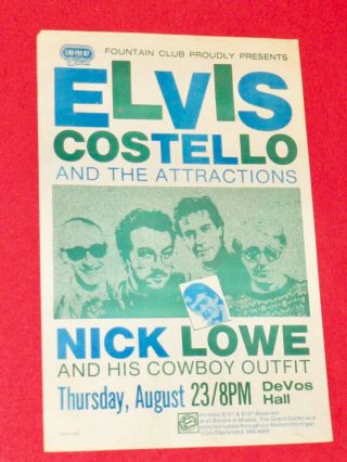 Elvis Costello & The Attractions 1984 Concert Poster (nick Lowe/grand Rapids)