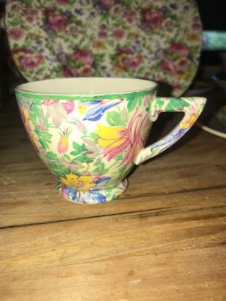 Rare Vintage Art Deco Wedgwood Floral Chintz Demitasse Cup & Saucer England