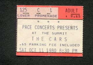 1980 The Cars Concert Ticket Stub Panorama Tour Houston Tx