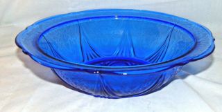 Hazel Atlas Royal Lace Blue 10 " Round Berry Bowl