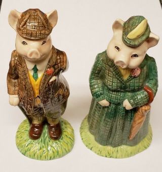 Beswick England Ceramic Gentleman Pig Ecf 4 And Lady Pig Ecf 8 Collectible Figur