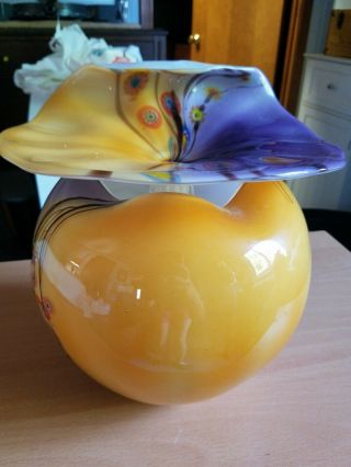 Gorgeous One Of A Kind Blown Glass Bowl/vase With Top