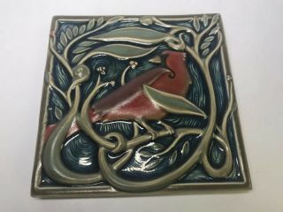 Vintage Rookwood Pottery Red Cardinal Bird Tile