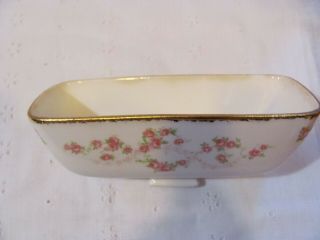 Rare Pope Gossard Florence Butter Dish with Lid Tiny Pink Roses Gold Trim 5