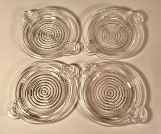 Four Anchor Hocking Depression Glass Manhattan Clear 8.  75 " Closed Handled Plates