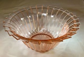 Jeannette Glass Co.  Sierra Pinwheel Pink 8 - 1/2 " Diameter Large Berry Bowl -