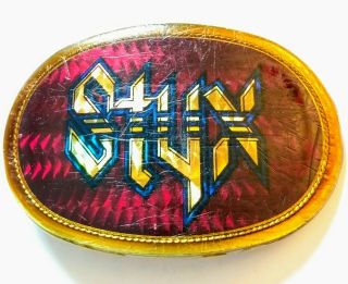 Rare Vintage Red 1978 Styx Rock Band Belt Buckle Pacifica Mfg Rock & Roll Music