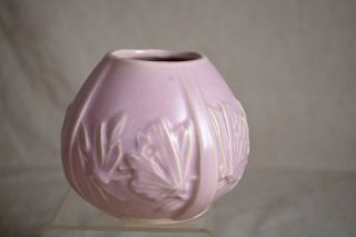 Vintage Mccoy Art Pottery Matte Lavender Ivy Butterfly Low Vase Early 1940 
