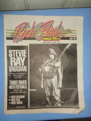 Vintage 1989 Rock Flash Pittsburgh Radio 97fm Newspaper - Stevie Ray Vaughan