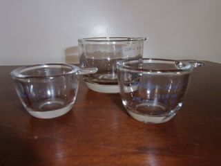 Antique Measuring Cups Set Of 3 Heavy Glass Measuring Cups