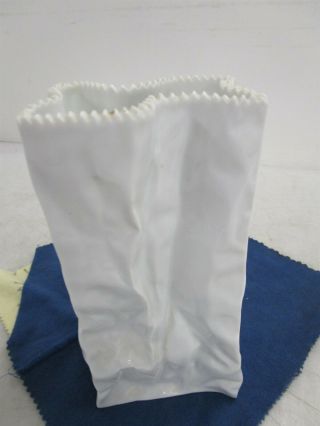 Rosenthal Porcelain Paper Bag Vase White 8.  5 Inch