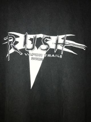 RUSH VAPOR TRAILS CONCERT Tour Graphic Tee Shirt Double Sided Early 2000s 2002 2