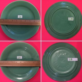 Bauer California Vintage Pottery,  (4) Jade Green 9 ¼” Plates
