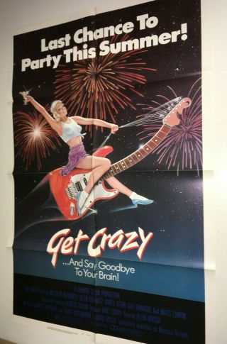 Get Crazy Vintage Movie Poster 1983 Sexy Rock & Roll Guitar Musical Comedy