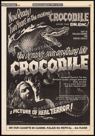 Crocodile_original 1979 Trade Print Ad / Poster / Horror Promo_sompote Sands