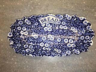 Staffordshire Rare Burleigh " Blue Calico " Bread Fluted Tray