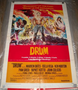 1976 Drum 1 Sheet Movie Poster Blaxploitation Ken Norton Pam Grier Paula Kelly
