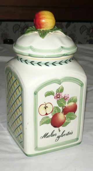 Villeroy & Boch French Garden Cream Large 11 " Canister With Lid Apples