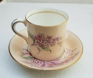 " Rare " Mini Paragon Cup & Saucer,  Double Warrant,  Lilac Peach With Pink Flowers