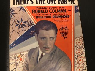 Ronald Colman Photo Cover 1929 Movie Sheet Music,  Bulldog Drummond