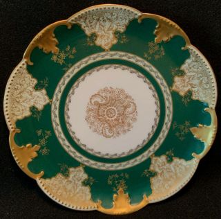 Antique A.  Klingenberg Limoges Hand Painted & Gilded Luncheon Plate - 9.  5 "