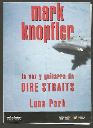 Argentina Programme Mark Knopfler Concert Luna Park Stadium 2001