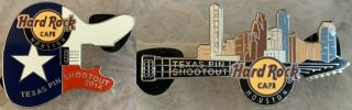 Hard Rock Cafe Houston 2014 Texas Pin Shootout Skyline Guitar 2 Pins 80303&4