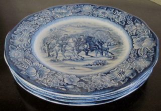 Four Liberty Blue Staffordshire England Washington At Valley Forge 9 " Plates