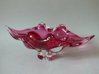 Pink Murano Italian Art Glass Tobacciana Ashtray Flower Bowl Sweet Dish Uk