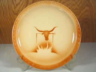 Syracuse China Econo - Rim Ox Head Rust Shadowtone Chop Plate 16663