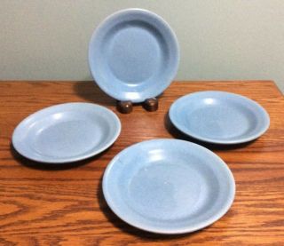 4 - Uhl Pottery Stoneware Blue Sm.  Plates.  6 3/4 Diameter.  Marked