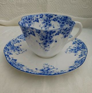 Vintage Shelley Dainty Blue Style Bone China Tea Cup And Saucer Made In England