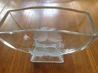 FROSTED FRENCH ART DECO GLASS Love Birds Vase Signed 