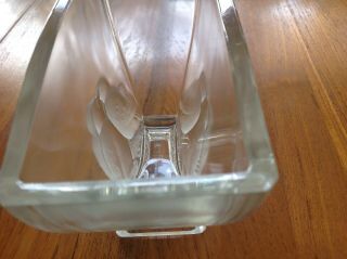 FROSTED FRENCH ART DECO GLASS Love Birds Vase Signed 