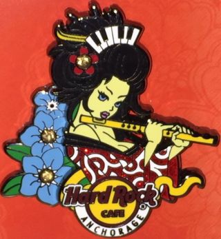 Hard Rock Cafe Anchorage 2016 Anime Girl Series Pin W/ Flute & Gemstones Le 400