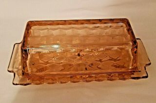 Htf Colony Whitehall Peach Stacked Cube 1/4 Lb Butter Dish Disc 1964