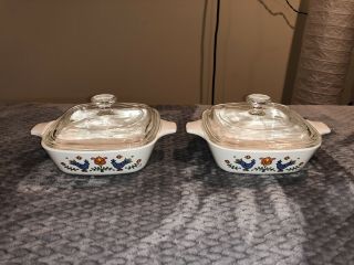 Set Of 2 Corning Ware Country Festival P - 41 - B 1 3/4 Cup Casserole Dishes - Euc