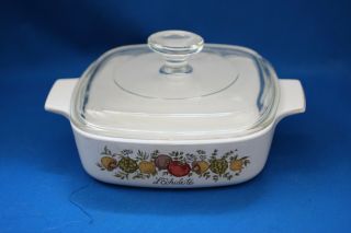 CORING WARE A - 10 - B,  A - 3 - B,  A - 1 - B SPICE OF LIFE CASSEROLE DISHES W LIDS 4