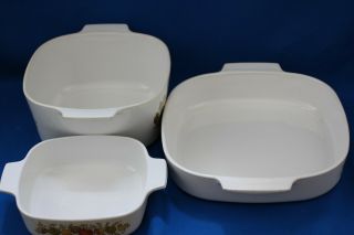 CORING WARE A - 10 - B,  A - 3 - B,  A - 1 - B SPICE OF LIFE CASSEROLE DISHES W LIDS 7