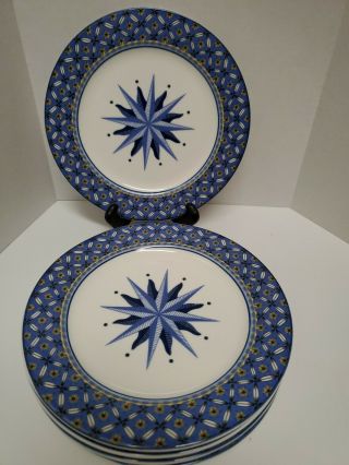 Set Of 5 Casual Victoria & Beale Williamsburg Salad Plates Porcelain Blue China