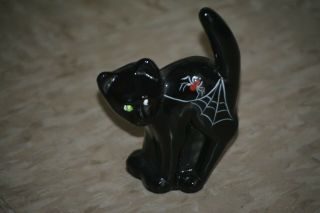 Fenton Glass Black Halloween Scaredy Cat Hp Web Orange Spider Jewel Eye