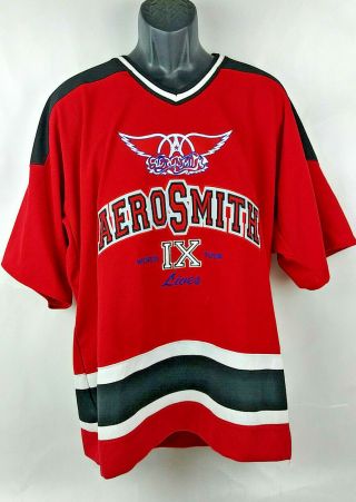 Aerosmith Vtg 90s Tour 9 Lives Hockey Jersey Authentic Size Large Short Sleeve