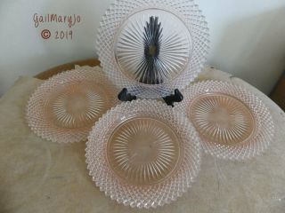 4 Pink Miss America Depression Glass 81/2 " Salad Plates By Anchor Hocking