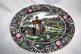 Vintage - Antique W.  R.  Midwinter England Landscape,  Garden 12 " L Porcelain Plater