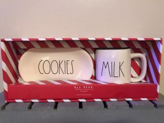 Rae Dunn “cookies” Plate And “milk” Mug Boxed Christmas Set