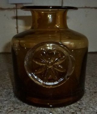 Dartington Crystal Clematis Flower Bottle Vase Amber H15cm